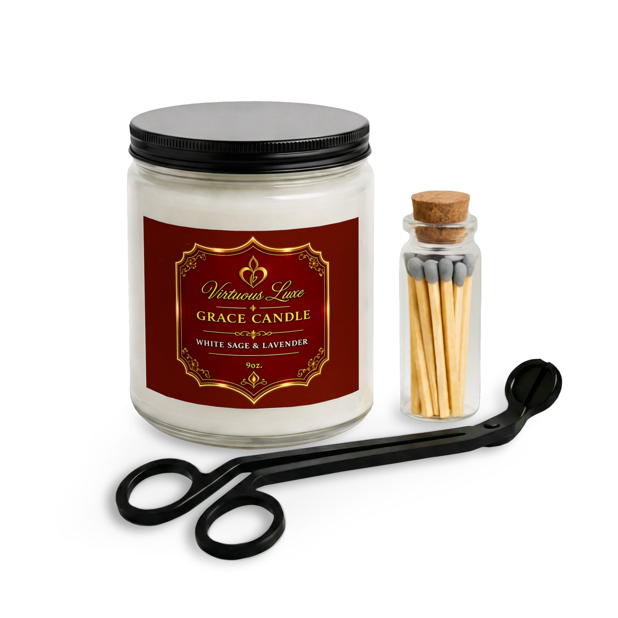 Virtuous Luxe 9oz, Clear, White Sage and Lavender  - Image 2
